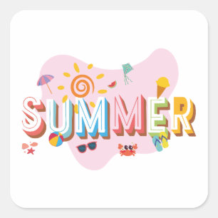 Summer Vibes Fyrkantigt Klistermärke