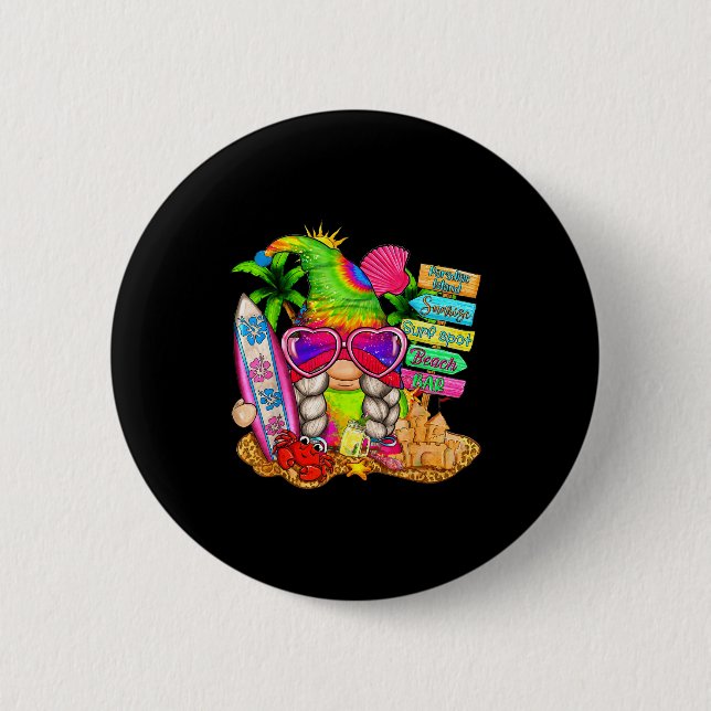 Summer Vibes Gnomes Beach Party Cute Gnome Hello S Knapp (Framsida)