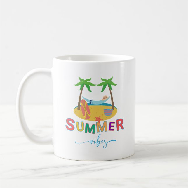 Summer Vibes Handflatan Träd Beach Kaffemugg (Vänster)