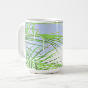 Summer Vibes Handflatan Träd Löv Blek Grönt Pastel Kaffemugg