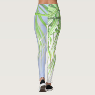 Summer Vibes Handflatan Träd Löv Blek Grönt Pastel Leggings