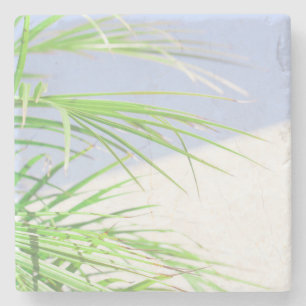 Summer Vibes Handflatan Träd Löv Blek Grönt Pastel Stenunderlägg