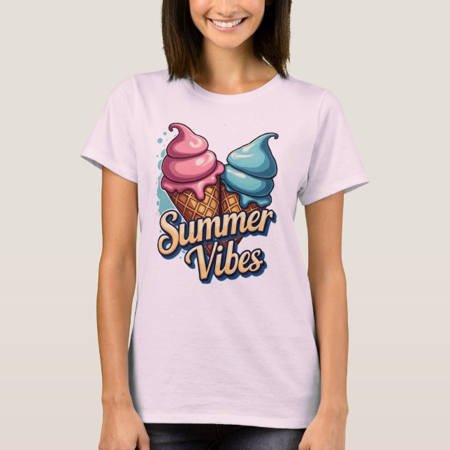 Summer Vibes Ice Cream Graphic T-Shirt (Framsida)