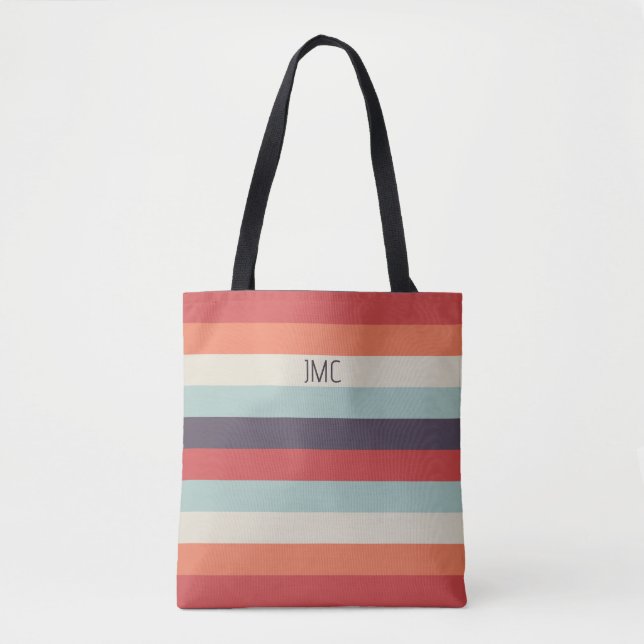 Summer Vibes Monogrammed Rand Mönster Tygkasse (Framsida)