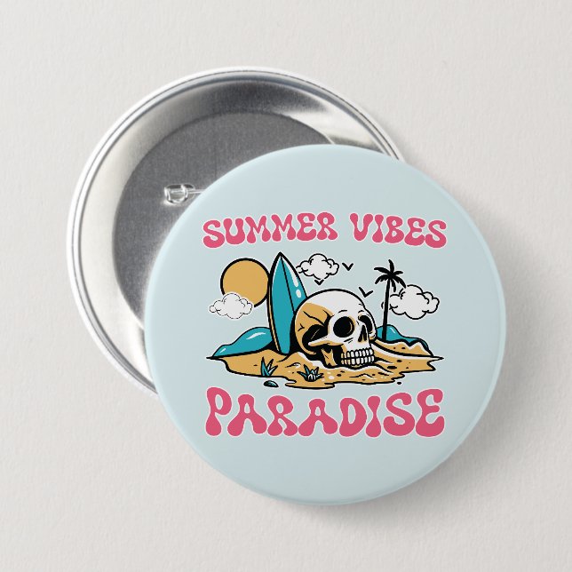 Summer Vibes Paradise - Skull Knapp (Framsida & baksida)