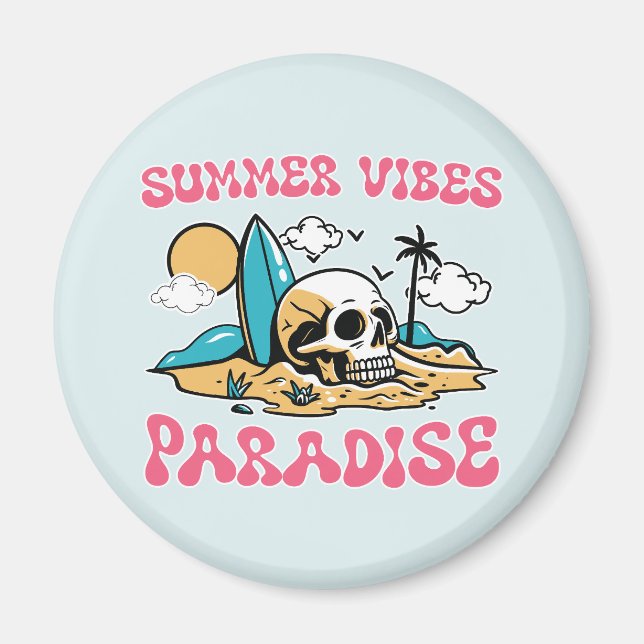 Summer Vibes Paradise - Skull Magnet (Framsidan)