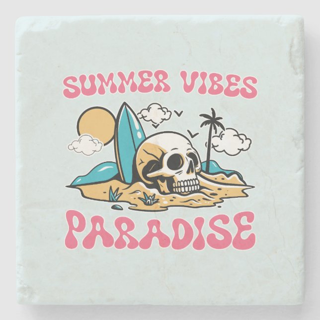 Summer Vibes Paradise - Skull Stenunderlägg (Framsidan)