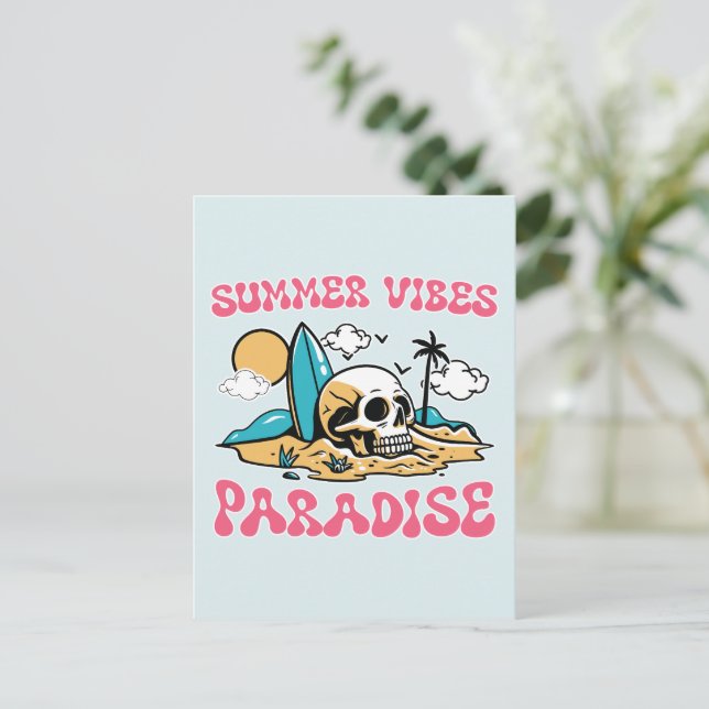 Summer Vibes Paradise - Skull Vykort (Stående Fram)