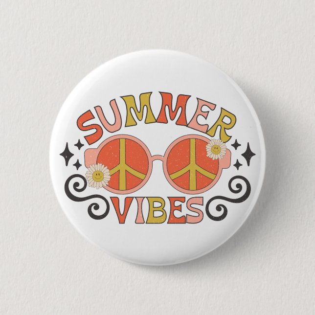 Summer Vibes Peace Sunglasses Knapp (Framsida)