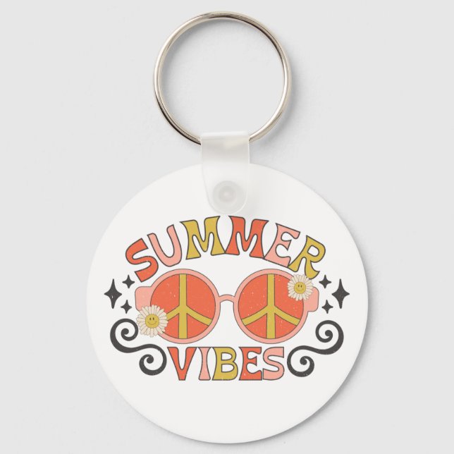 Summer Vibes Peace Sunglasses Nyckelring (Framsida)