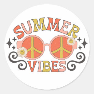 Summer Vibes Peace Sunglasses Runt Klistermärke