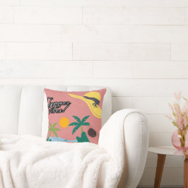 Summer Vibes Pink Throw Pillow Kudde