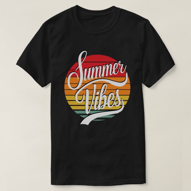 Summer Vibes Retro Färg Sunset Manar T Shirt (Design framsida)