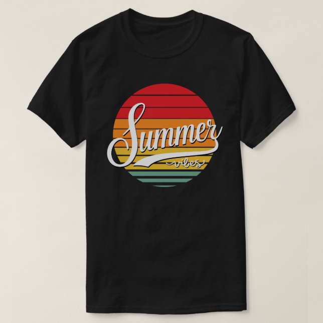 Summer Vibes Retro Färg Sunset Manar T Shirt (Design framsida)