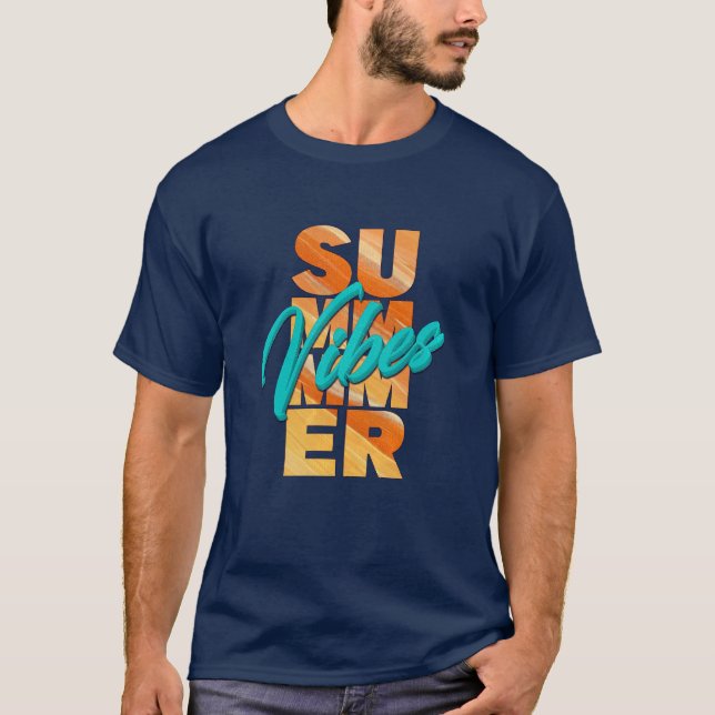 Summer Vibes Retro Summer T Shirt (Framsida)