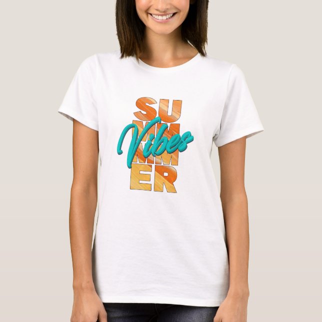 Summer Vibes Retro Summer T Shirt (Framsida)