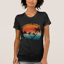 Summer Vibes Retro Sunset Beach T Shirt