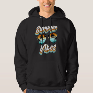 Summer Vibes Retro Vintage Sunset Handflatan Träd  Hoodie