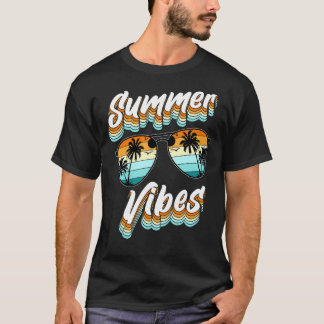 Summer Vibes Retro Vintage Sunset Handflatan Träd  T Shirt