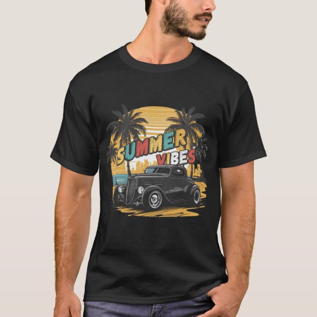 Summer Vibes | Retrobil T Shirt (Framsida)
