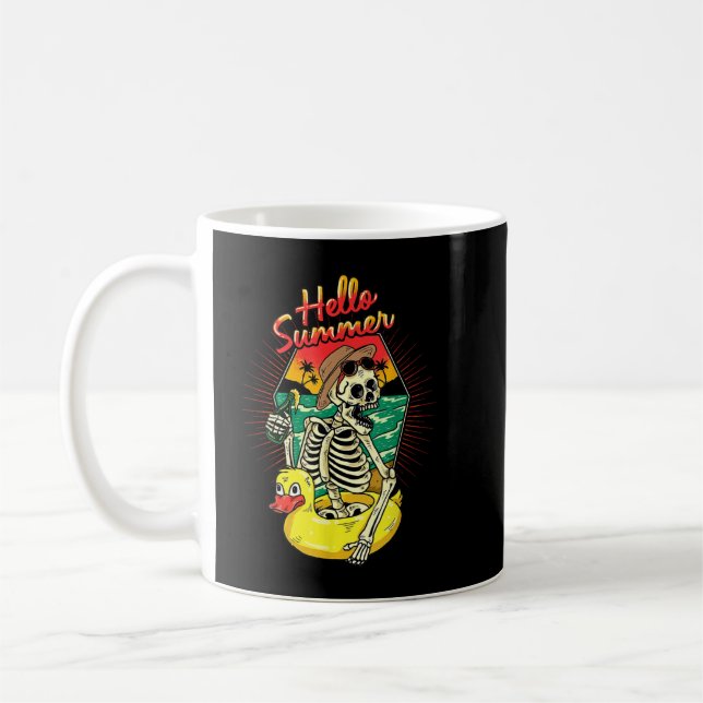Summer Vibes Skeleton Funny Skeleton på Beach Sol Kaffemugg (Vänster)