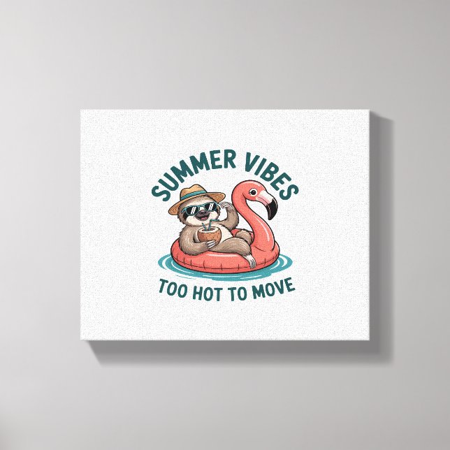 Summer Vibes Sloth Funny Lazy Flyter Canvastryck (Framsida)