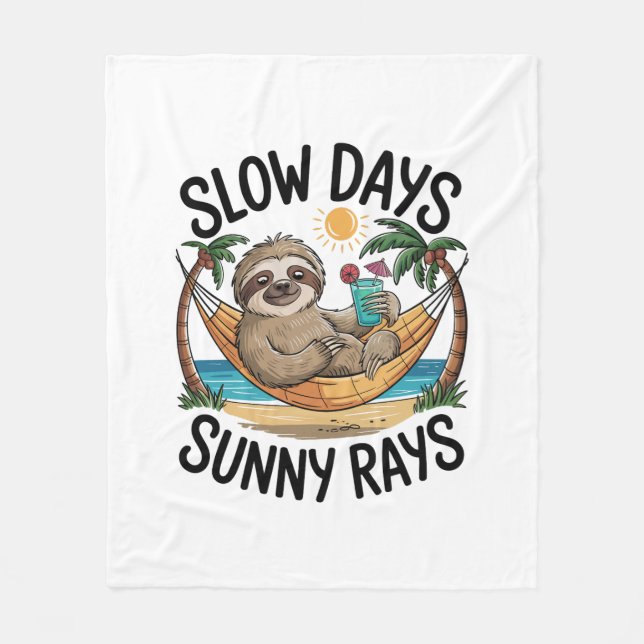 Summer Vibes Sloth Funny Lazy Flyter Fleecefilt (Framsidan)