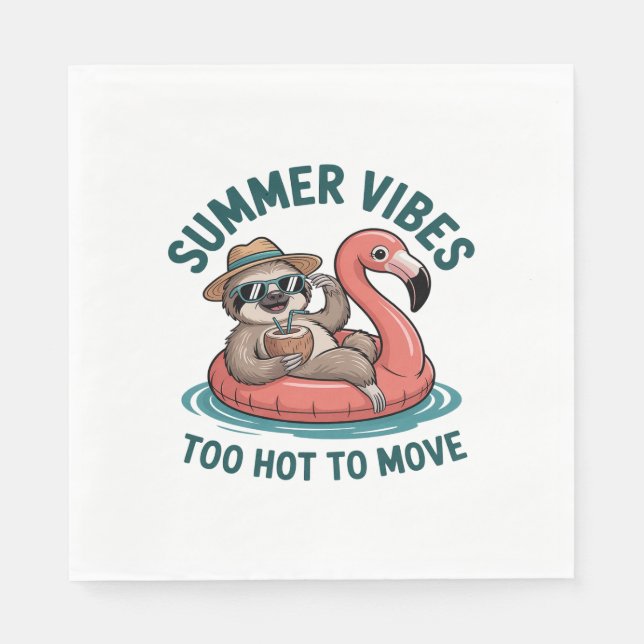 Summer Vibes Sloth Funny Lazy Flyter Pappersservett (Framsidan)