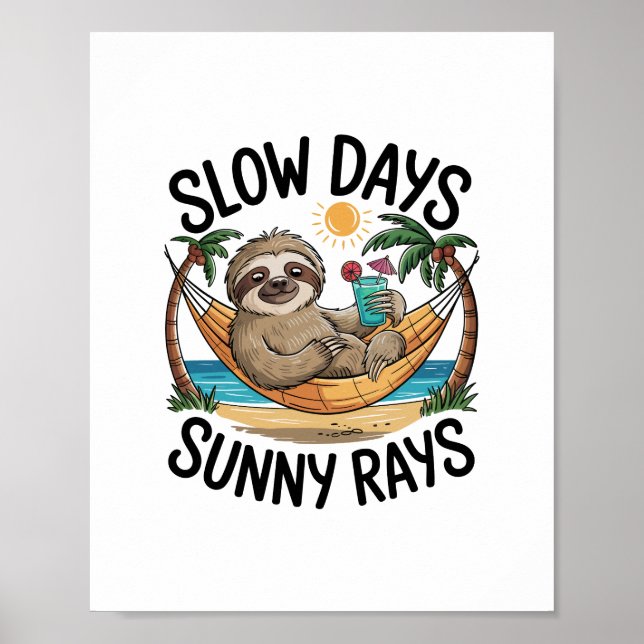 Summer Vibes Sloth Funny Lazy Flyter Poster (Framsidan)