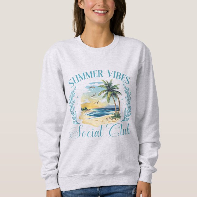 Summer Vibes Social Club | Casual Coastal Unisex T Shirt (Framsida)