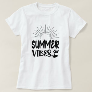 Summer Vibes Sol och Handflatan Träd Trendig T-Shi T Shirt