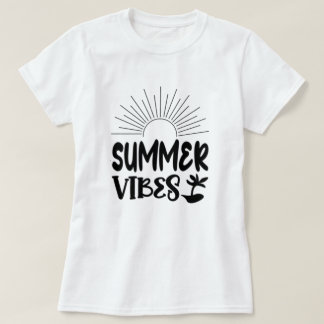 Summer Vibes Sol och Handflatan Träd Trendig T-Shi T Shirt