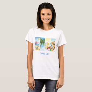 Summer Vibes Sublication T-Shirt Retro Beach Sce