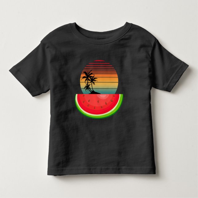 Summer Vibes Sunset Watermelon T Shirt (Framsida)