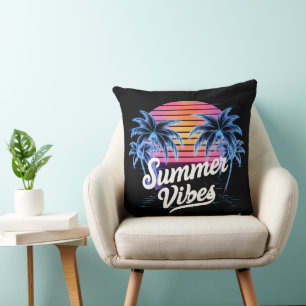 Summer Vibes Synthwave T-Shirt - Neon Handflatan T Kudde