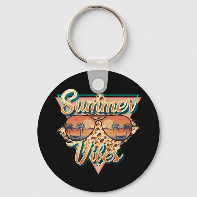 Summer Vibes | Vintage Solglasögon | Beach Sunset Nyckelring (Framsida)