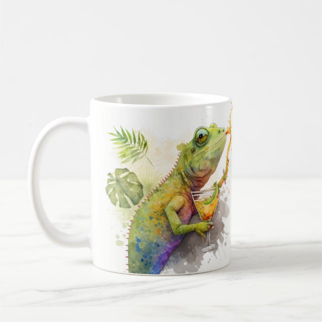 Summer Vibes Watercolor Chameleon Cocktail - Kaffemugg (Vänster)