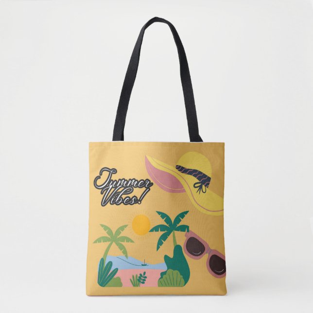 Summer Vibes Yellow Tote bag Tygkasse (Framsida)