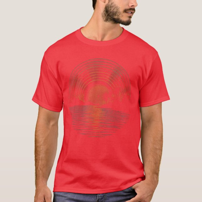 Summer Vinyl Sunset Vinyl LP Record Music of Summe T Shirt (Framsida)