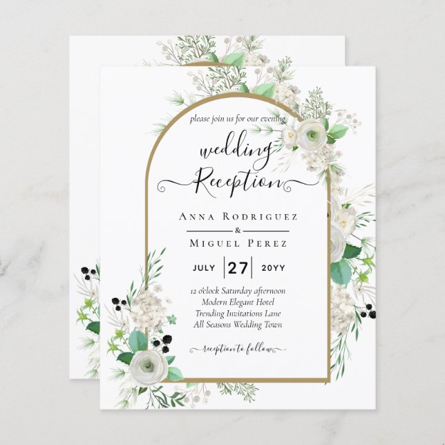 Summer Vit ros Emerald Sage Greenery BRÖLLOP (Fram/baksida)