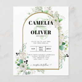 Summer Vit ros Emerald Sage Greenery BRÖLLOP Flygblad