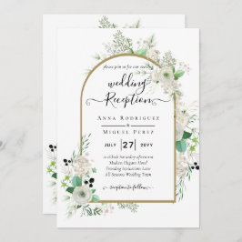 Summer Vit ros Emerald Sage Greenery BRÖLLOP Inbjudningar