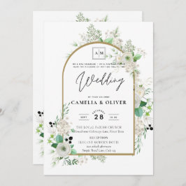 Summer Vit ros Emerald Sage Greenery BRÖLLOP Inbjudningar