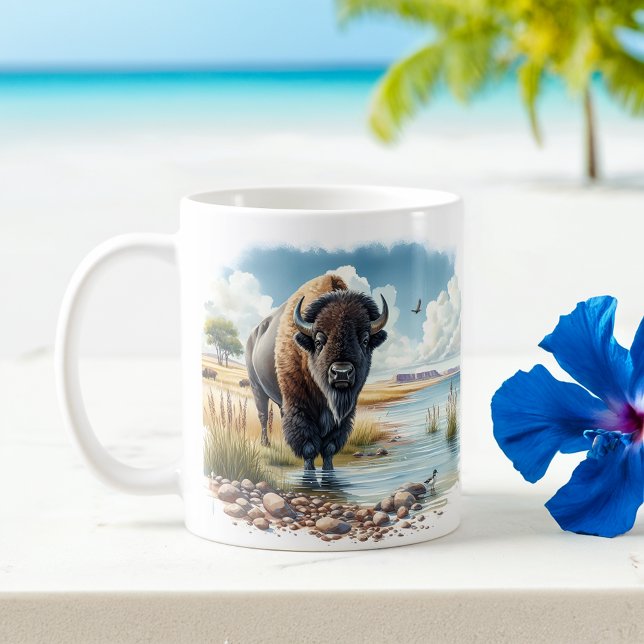 Summer Watercolor American Buffalo Kaffemugg (Skapare uppladdad)