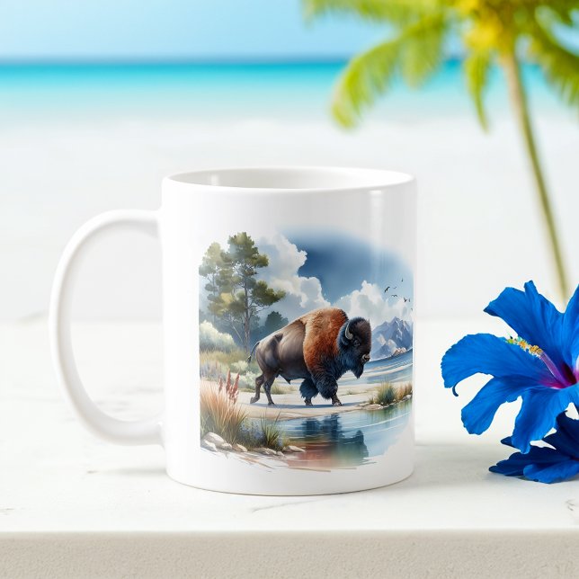 Summer Watercolor American Buffalo Kaffemugg (Skapare uppladdad)
