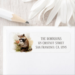 Summer Watercolor Raccoon - Returadress Etikett