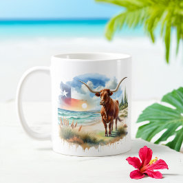 Summer Watercolor Texas Long Horn Kaffemugg