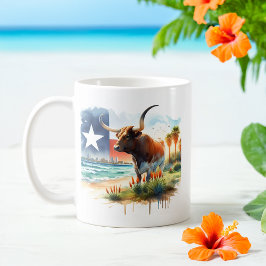 Summer Watercolor Texas Long Horn Kaffemugg
