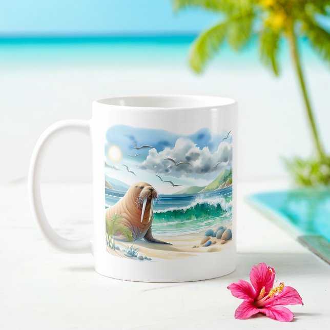 Summer Watercolor Walrus Kaffemugg (Skapare uppladdad)