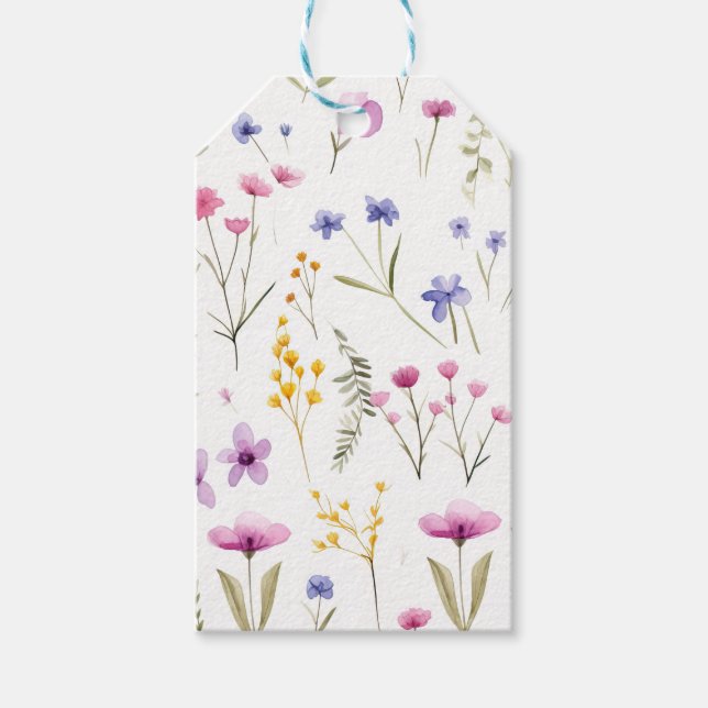 Summer Watercolor Wildblommor Presentetikett (Framsidan)